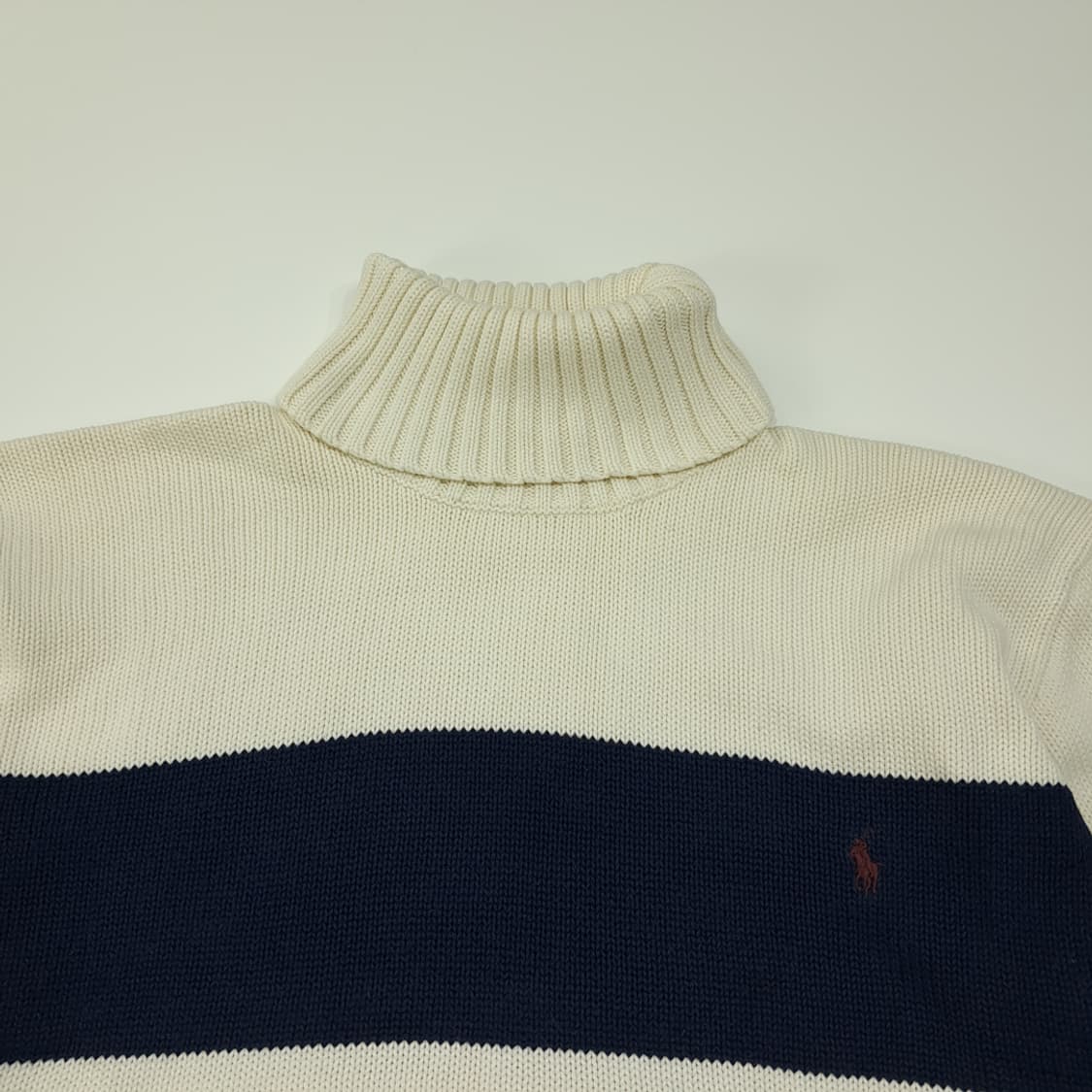 CL092 L 폴로 랄프로렌 아이보리 & 네이비 스트라이프 터틀넥 니트 상품이미지2