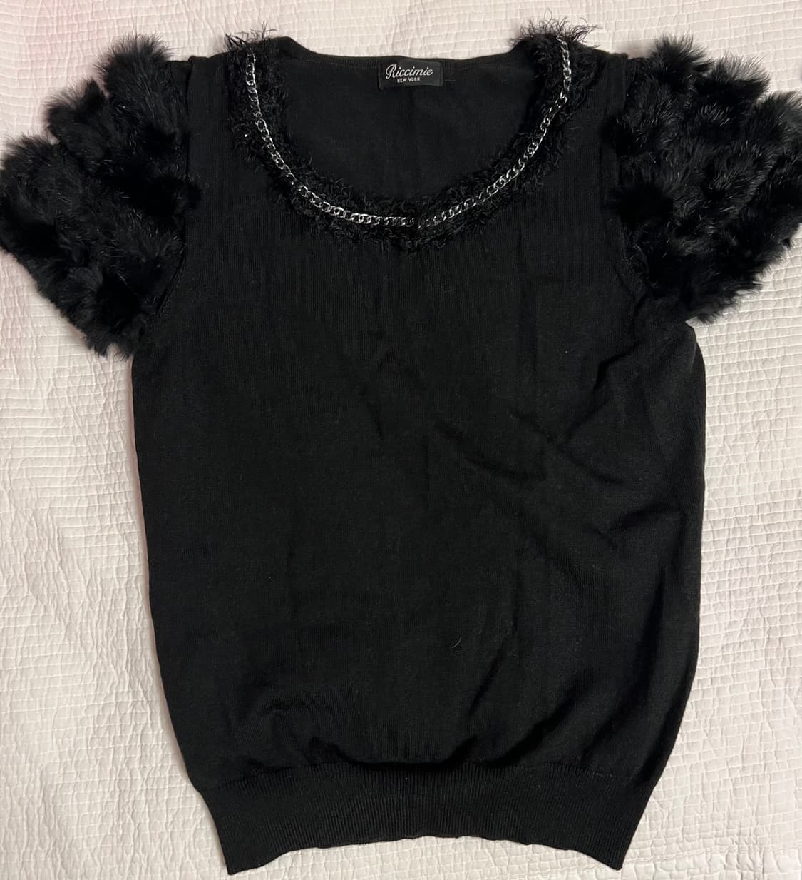 퍼 얇은 반팔 니트  상품이미지1