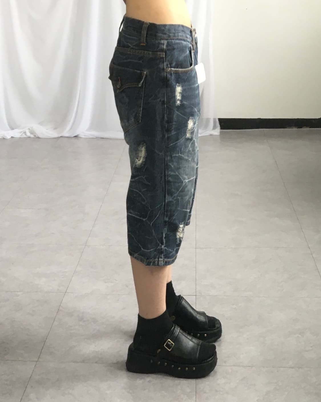 Washing denim half pants 상품이미지8