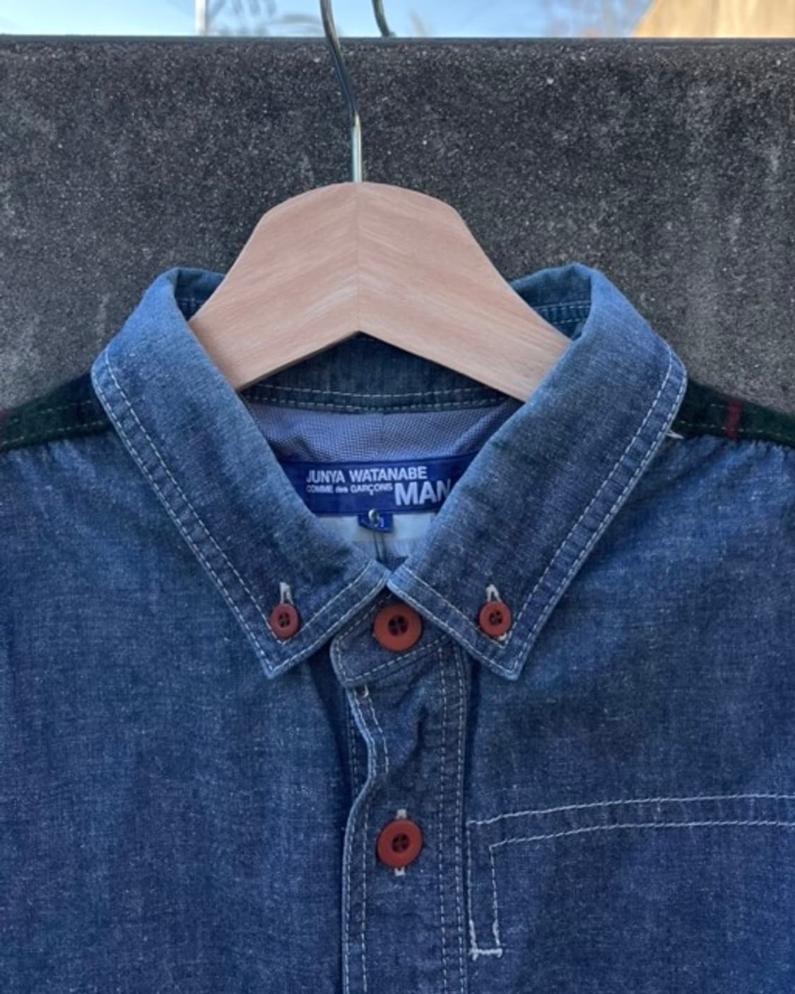 준야 와타나베 체크 패치 데님 셔츠 상품이미지4