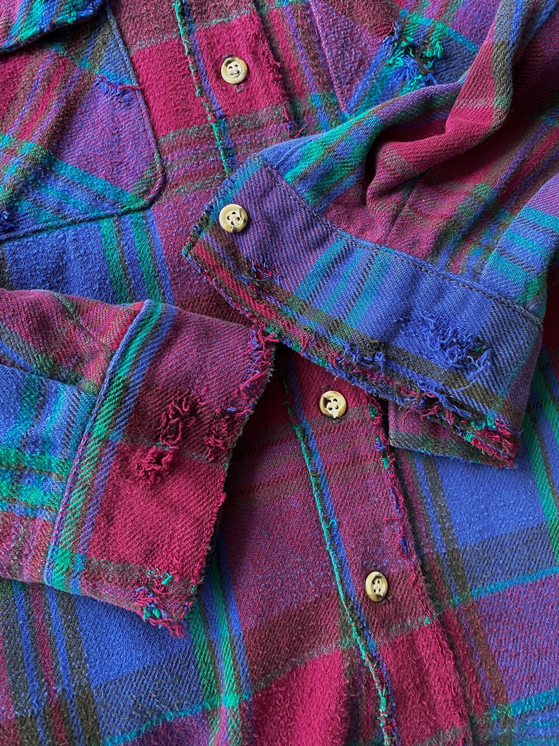 90s 빈티지 파이브 브라더 디스트로이드 플란넬 셔츠 상품이미지5