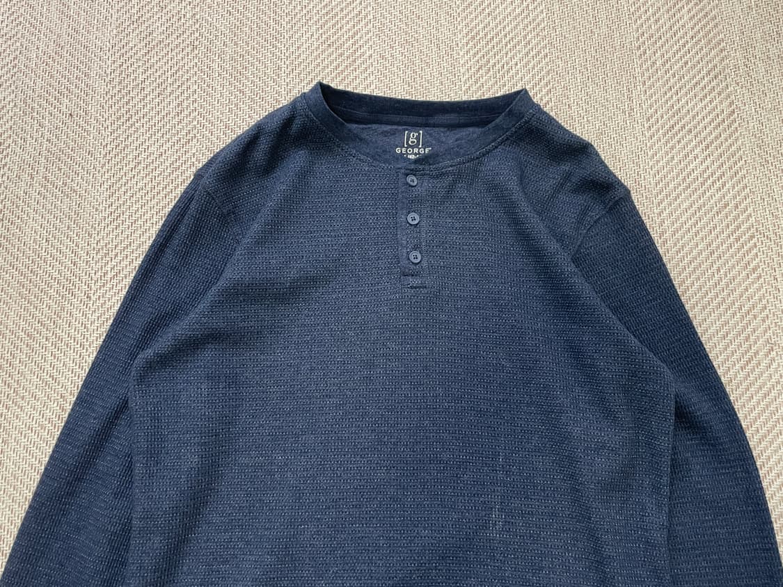 빈티지 헨리넥 와플 네이비 롱슬리브  상품이미지3