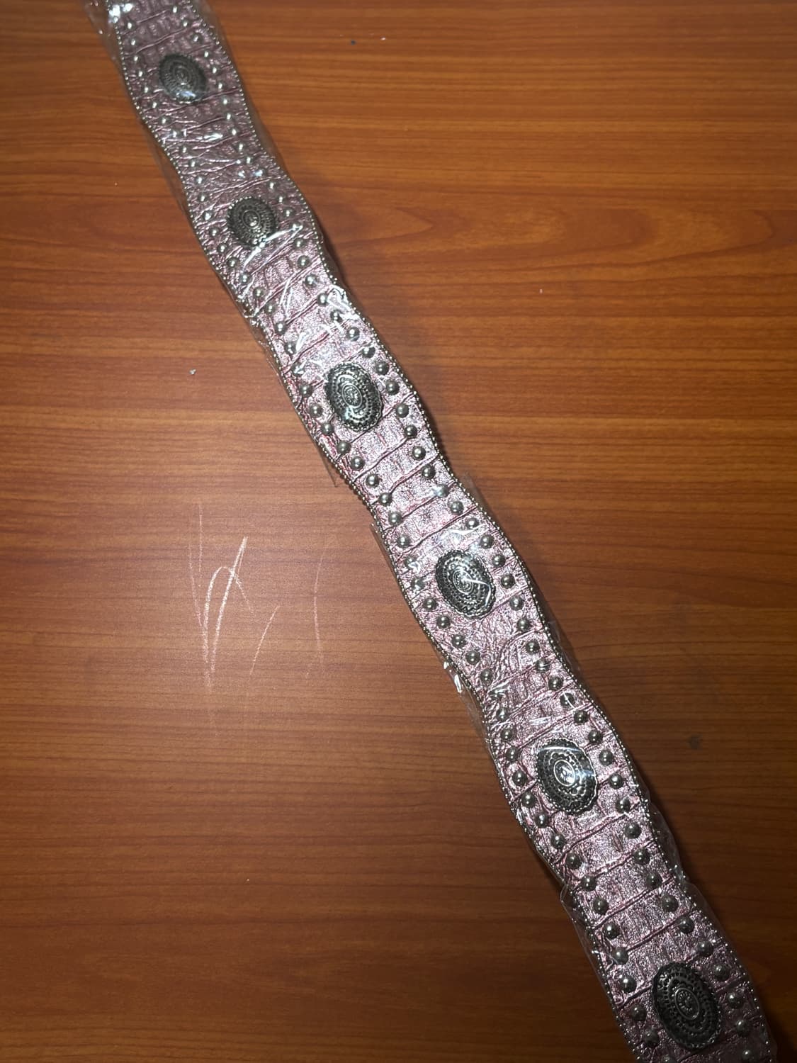 쇠맛 핑크 큐빅 포인트 빈티지 벨트 상품이미지4