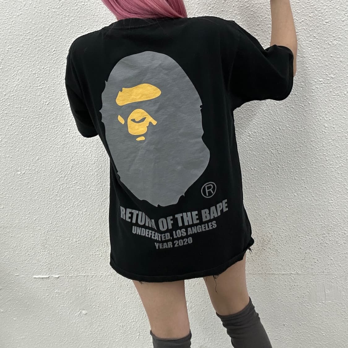 2020 베이프 X 언디피티드 빅사루 블랙 반팔 XL 상품이미지2