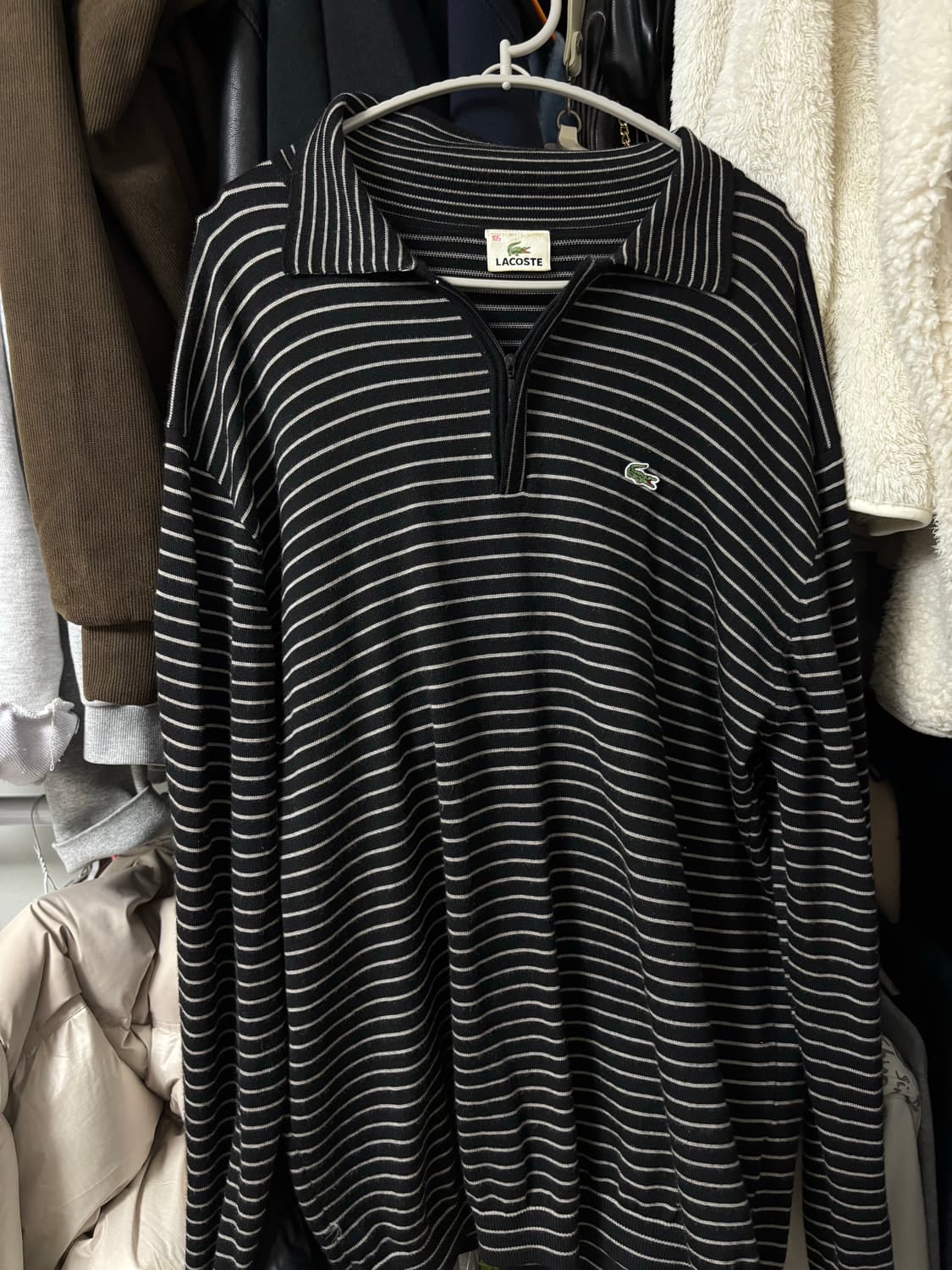 라코스테 스트라이프 반집업 티셔츠 상품이미지1