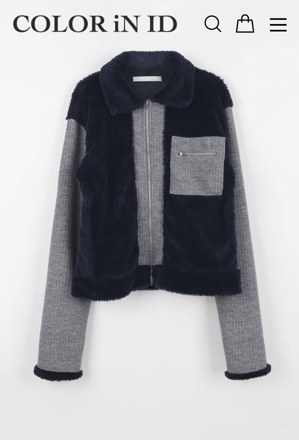 컬러인아이디 무디 배색 양털 집업 원가 49000원 상품이미지4