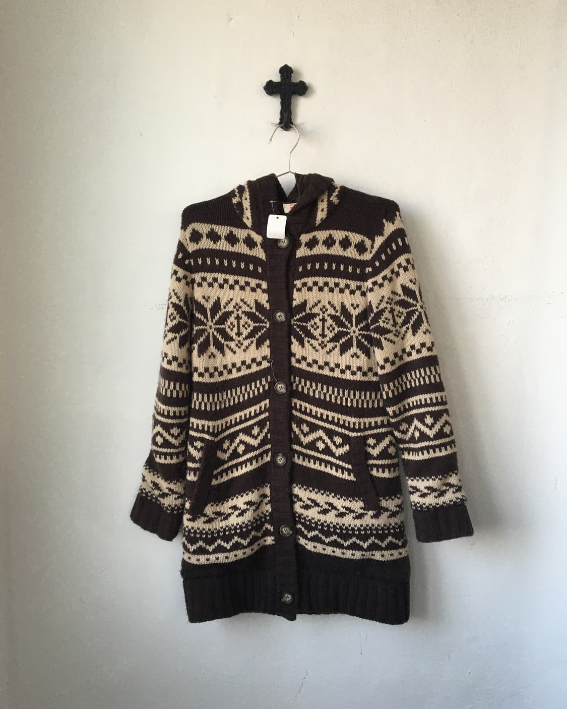 Snow pattern hood knit cardigan 상품이미지2