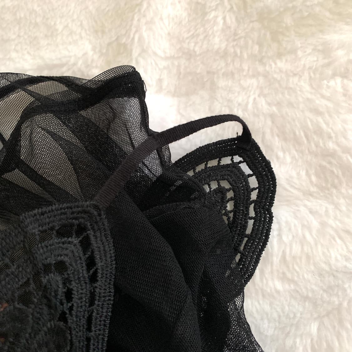 일본 빈티지 레이스 뷔스티에 레이어드 망사 반팔 블라우스 티셔츠 상품이미지7