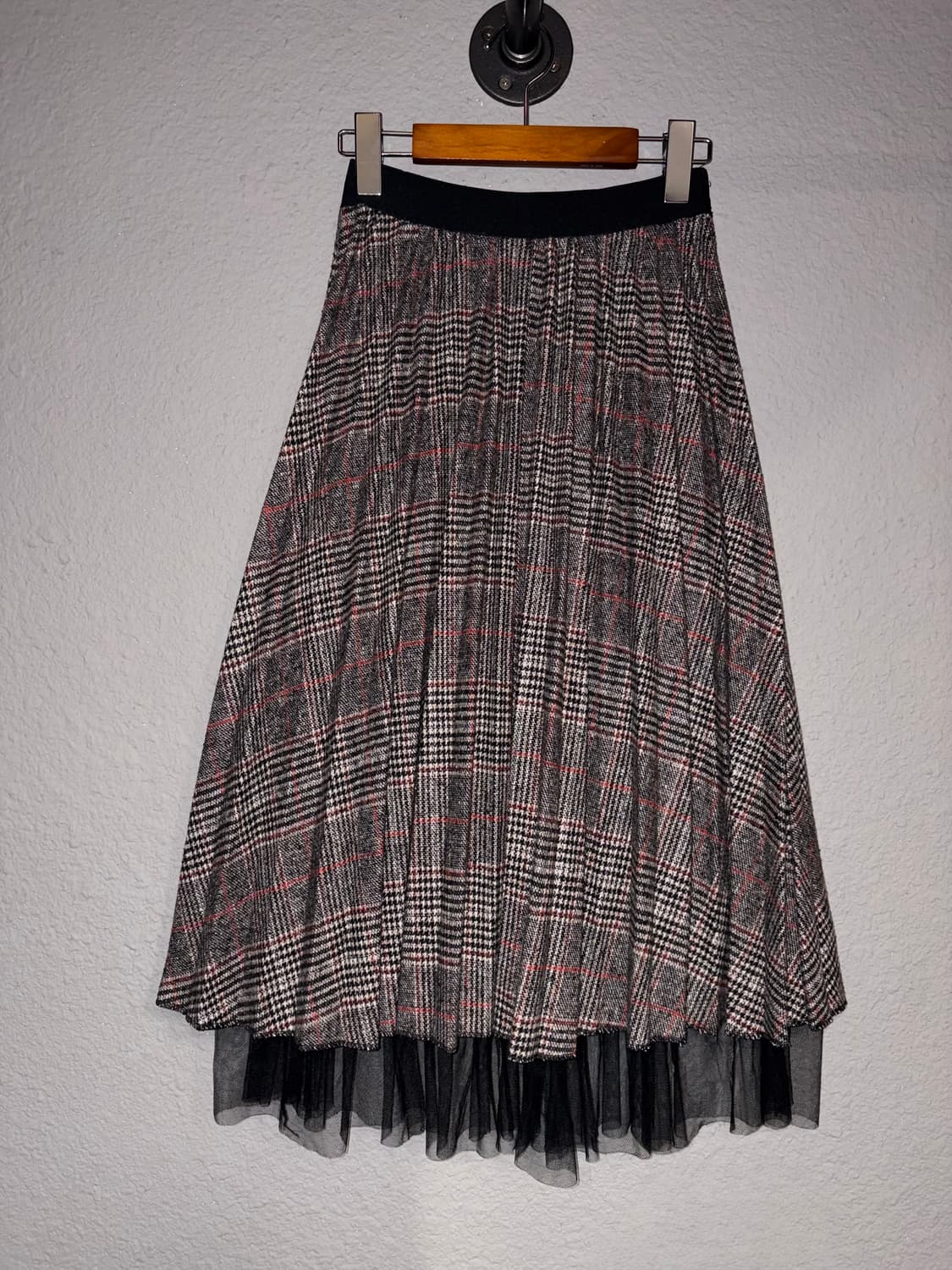 빈티지 샤 체크 플리츠 롱스커트 상품이미지5