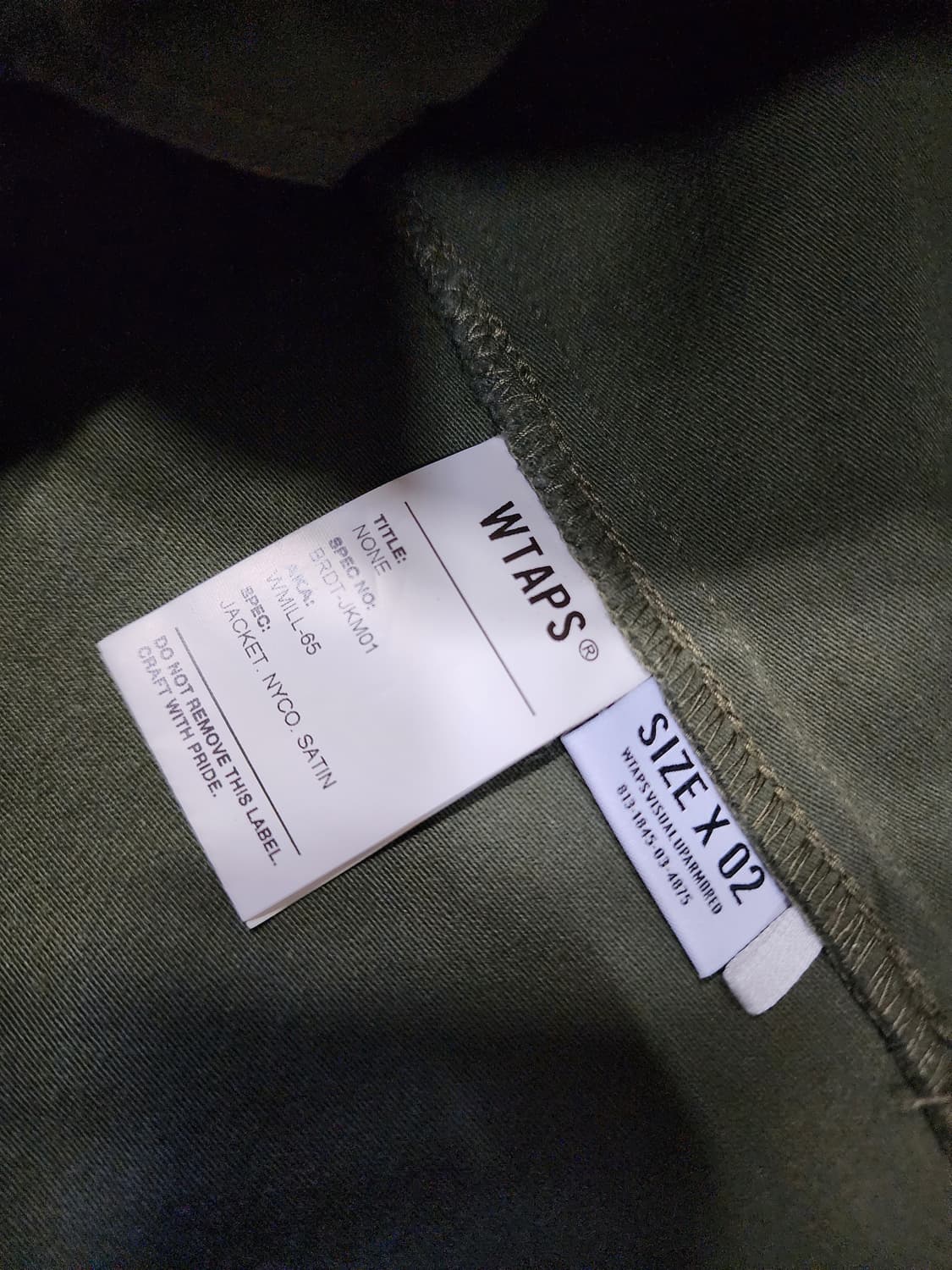 더블탭스 야상 M65 필드 자켓 카키  2사이즈  상품이미지3