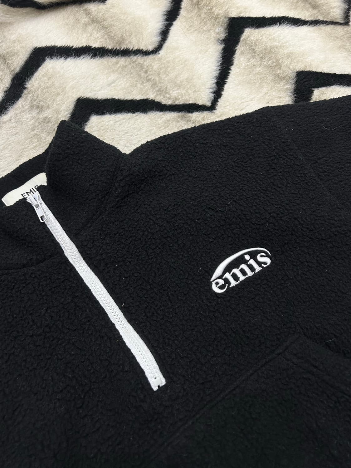 [S]EMIS 크롭 반집업 플리스/블랙 상품이미지1