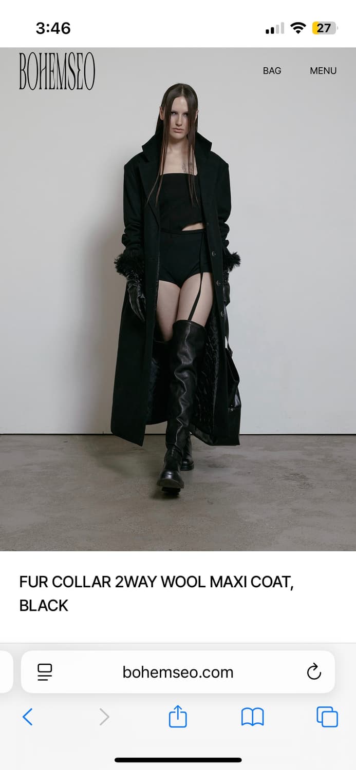 보헴서 보헤미안서울 블랙 코트 상품이미지3