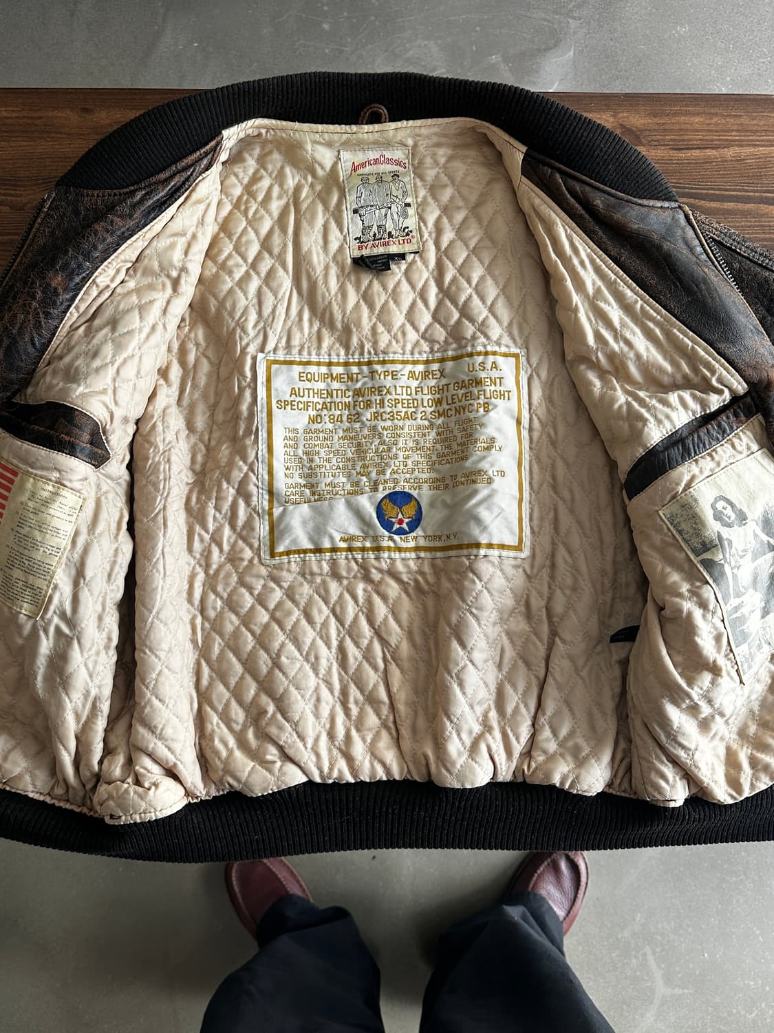 90s 아비렉스 avirex 바시티 레더 자켓 브라운 상품이미지3