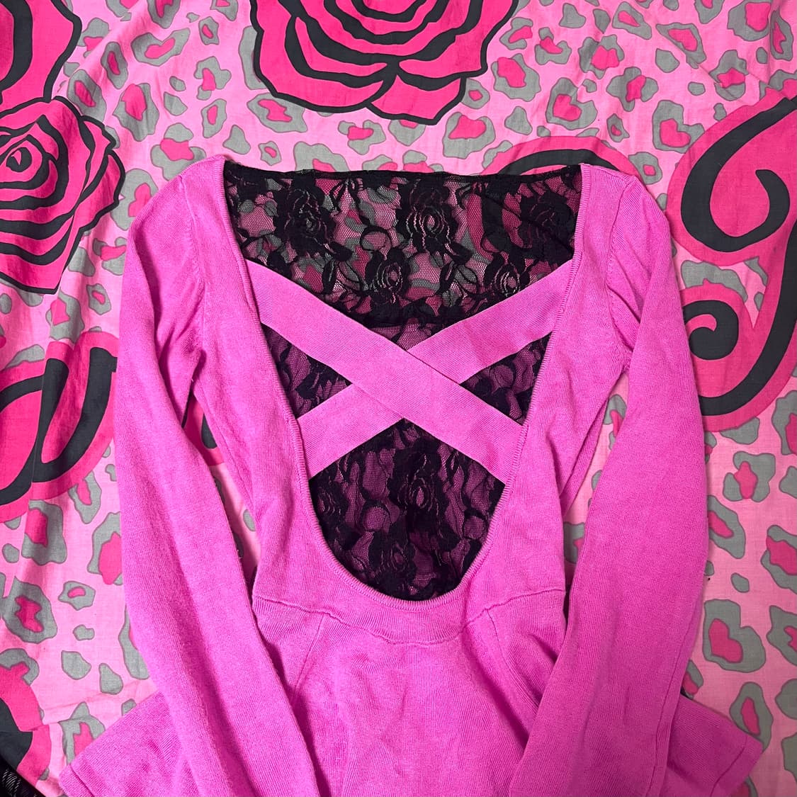 MA*RS마즈 아게하 블랙핑크 프릴레이스 리본 탑 히메 오네갸루 핀터대장 상품이미지2