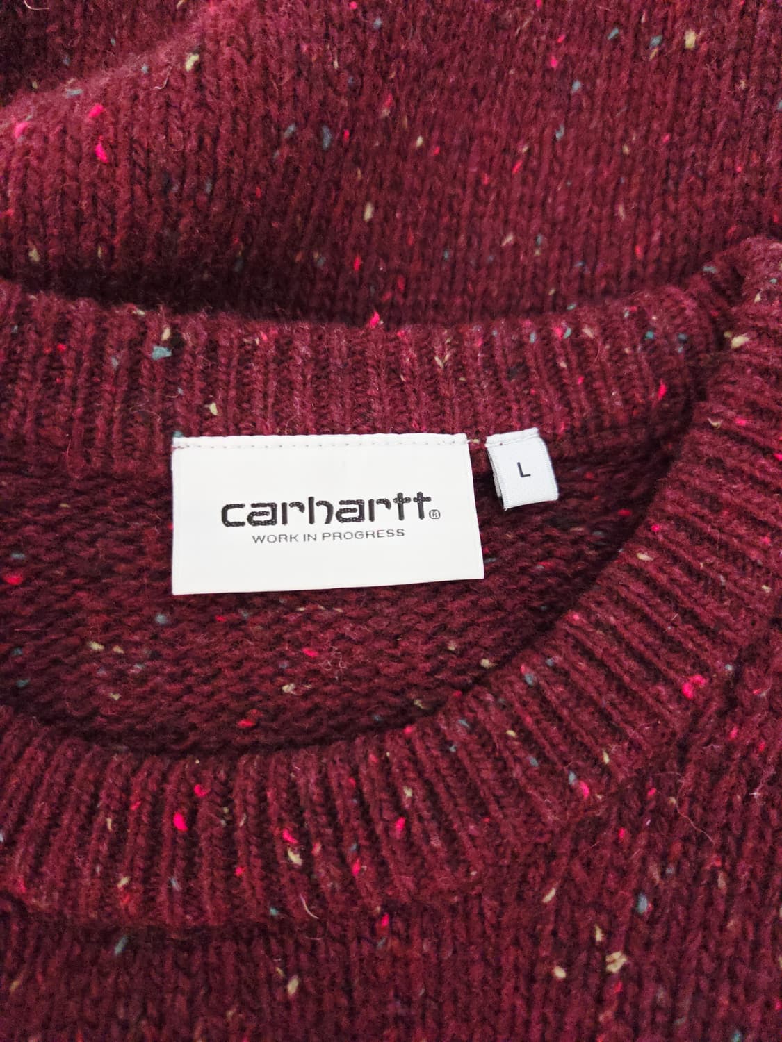 칼하트 WIP 앵글리스틱 스웨터 니트 버건디 상품이미지7