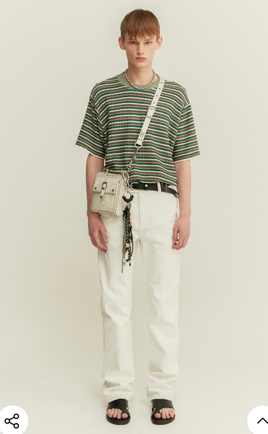 앤더슨벨 에스닉 스트라이프 숏 슬리브 니트 M 상품이미지1