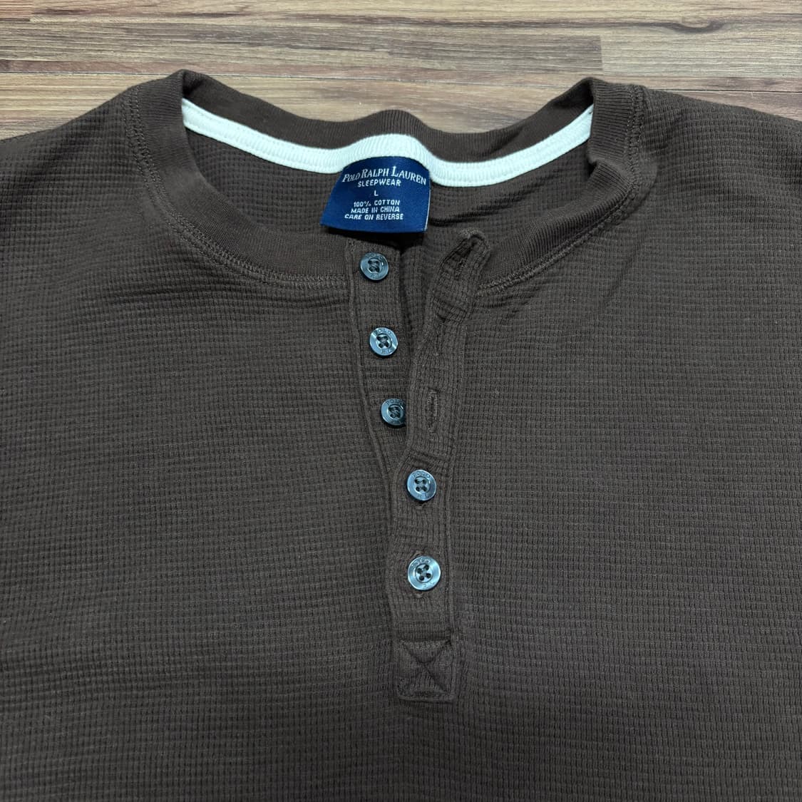 폴로 랄프로렌 다크 브라운 헨리넥 와플 긴팔 티셔츠 상품이미지2