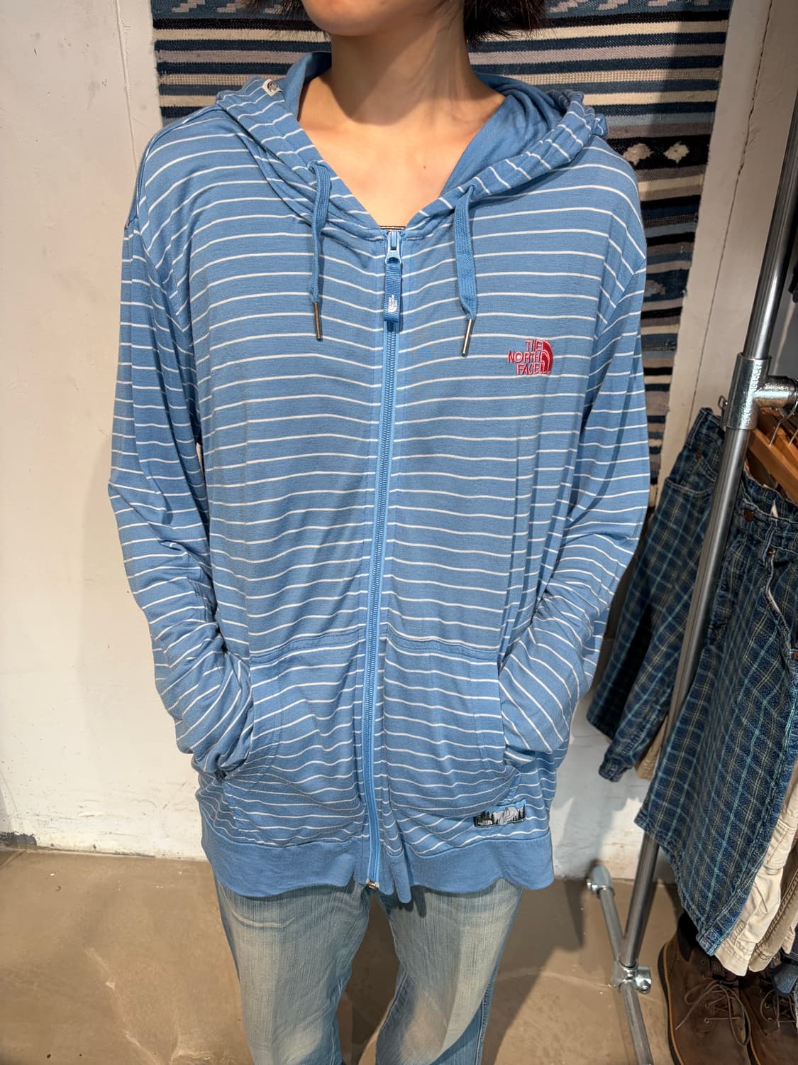 The North Face 스트라이프 후드 집업 L 상품이미지1