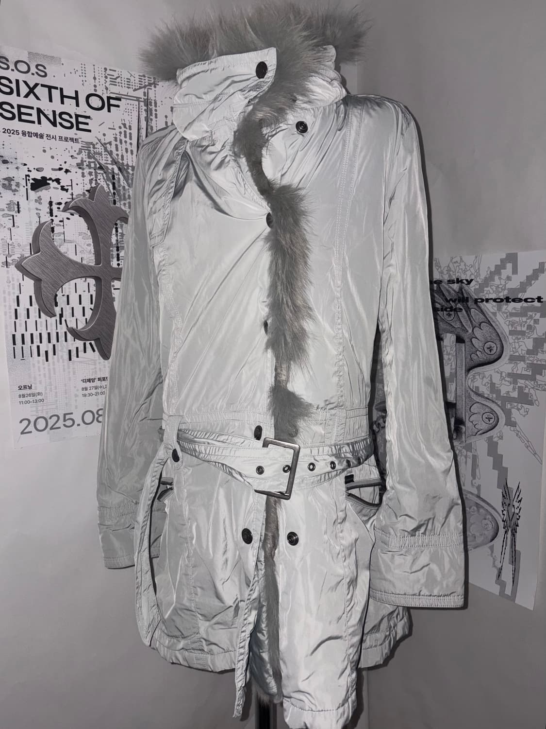 Calvin Klein Ice Mint Fur-Trim Parka 상품이미지3