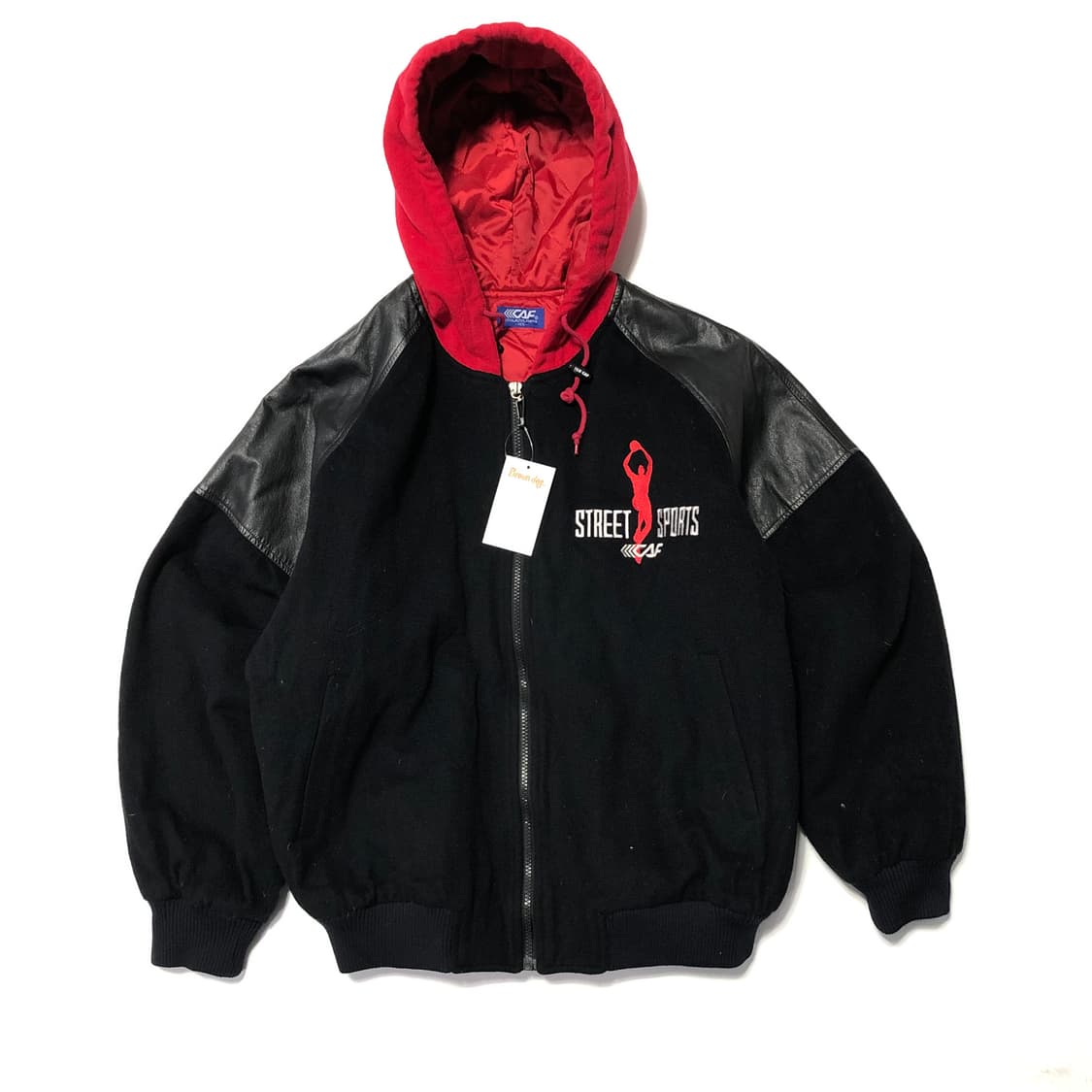 1980s 르까프 레더 후드 바시티 자켓  상품이미지1