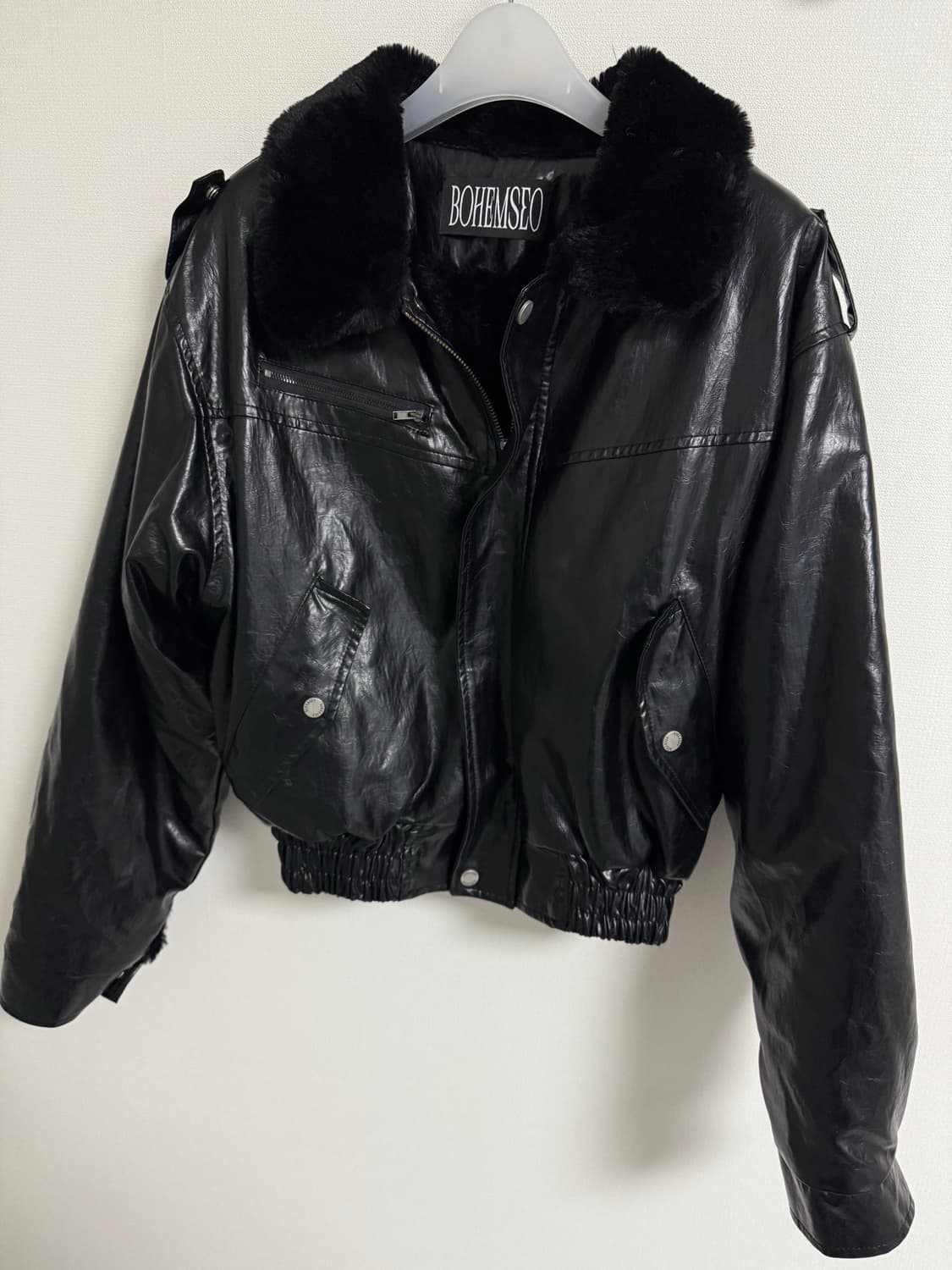 보헤미안서울 크링클 레더 퍼 블루종 점퍼 보헴서 상품이미지1