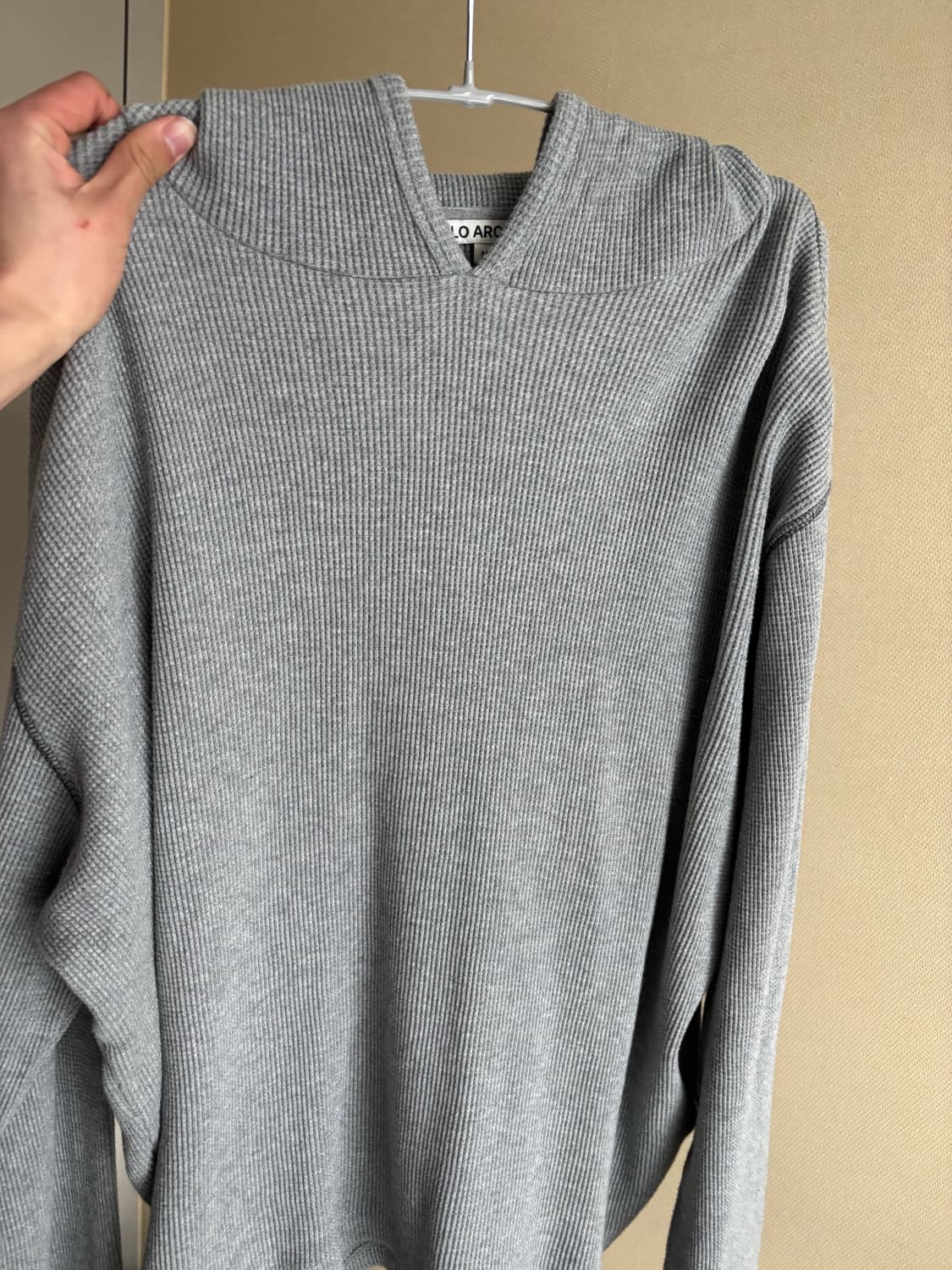 밀로 아카이브 오브젝트 스티치 롱 슬리브 후디 멜란지 그레이m 상품이미지3