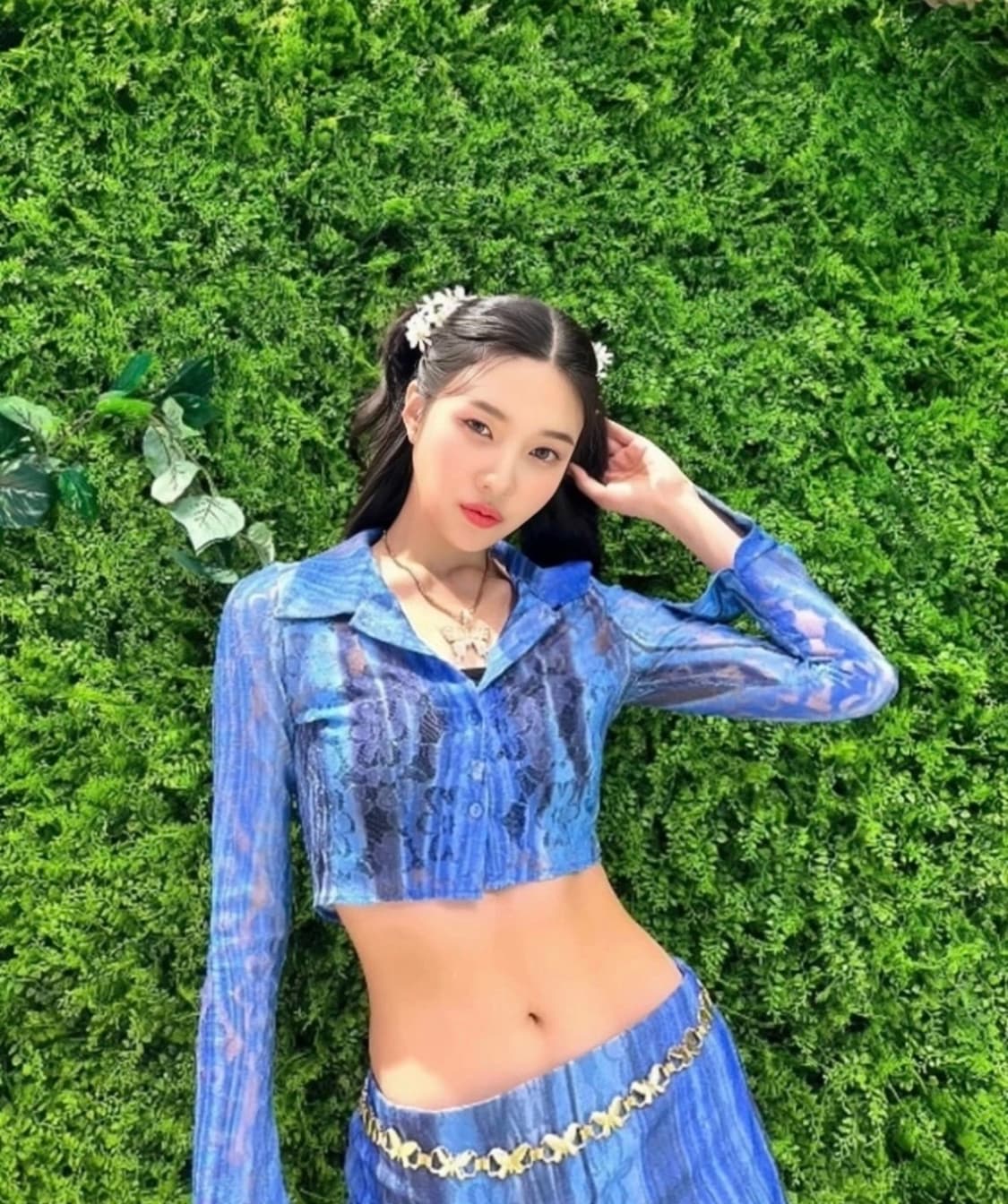 [익스파이어드걸] 블루 패턴 오로라 블라우스 상품이미지3