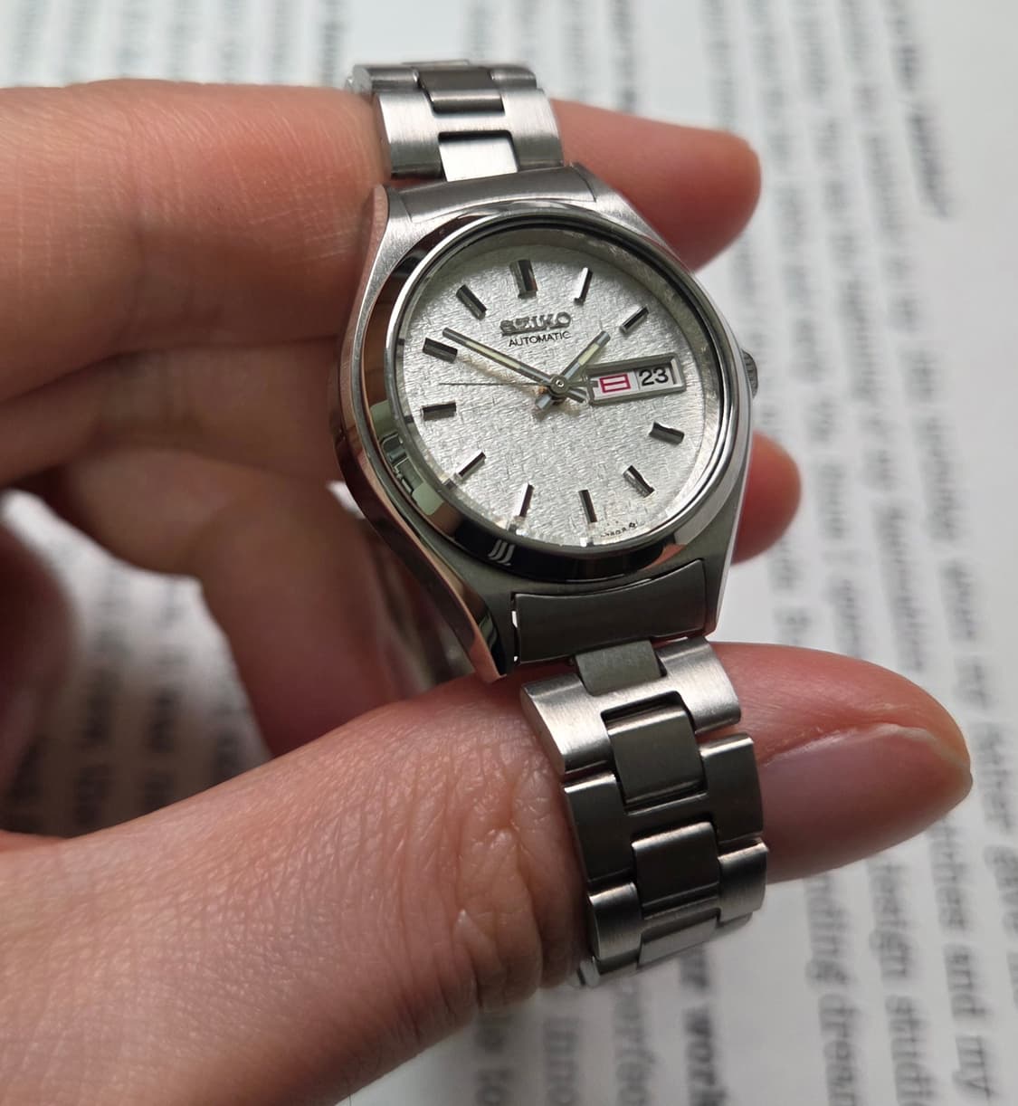 레어] 빈티지 세이코 눈송이 실버다이얼 한자 데이데이트 오토매틱 여성용  상품이미지5