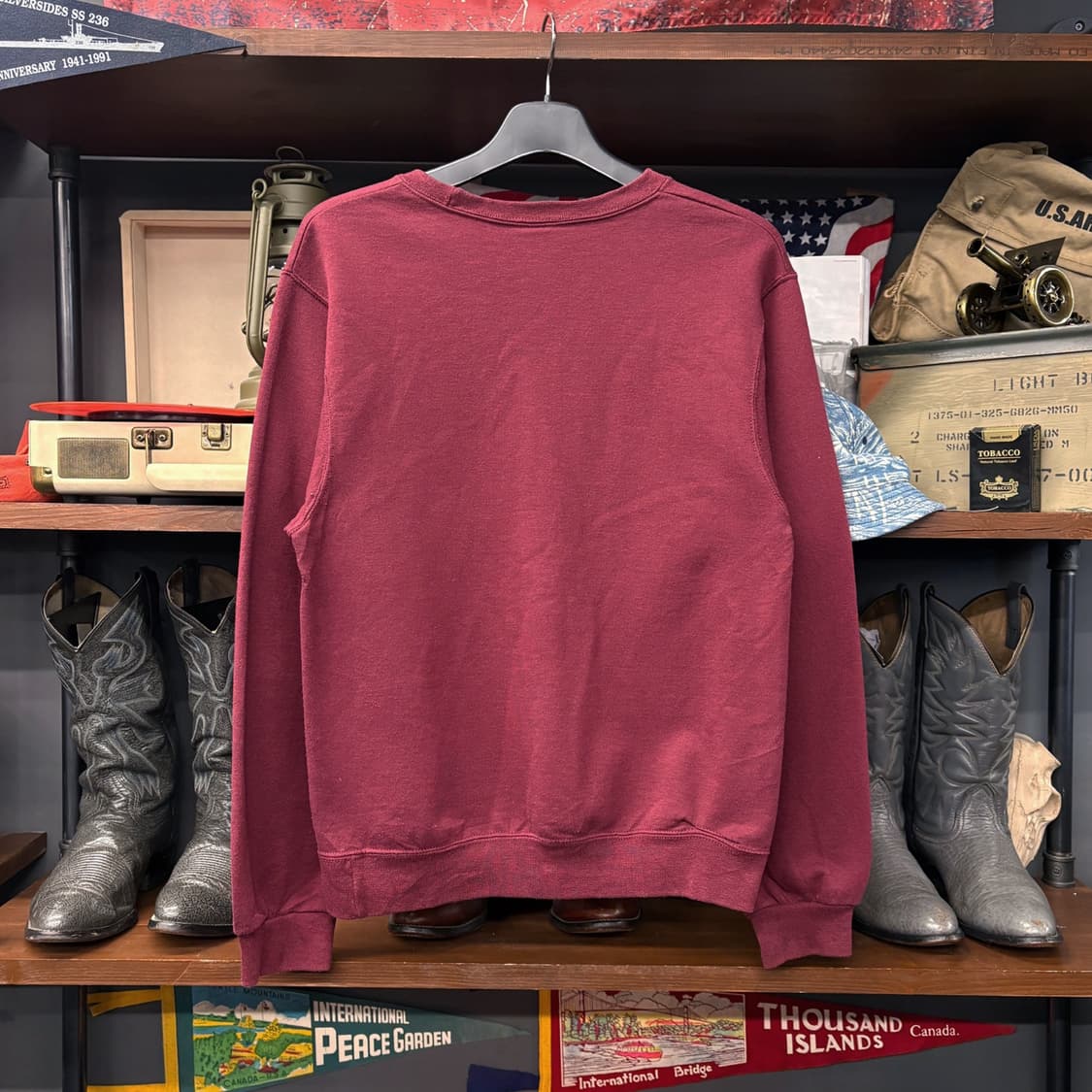 90s JERZEES 하버드 칼리지 프린팅 스웻셔츠 크림슨버건디 N702 상품이미지2