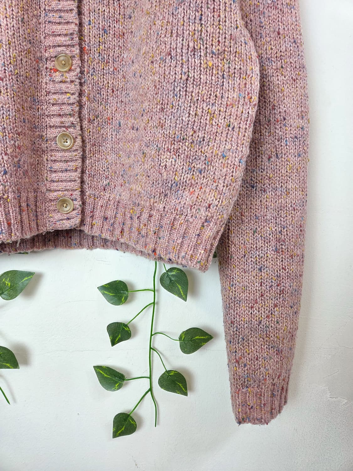 색실 콕콕 핑크 가디건 상품이미지3