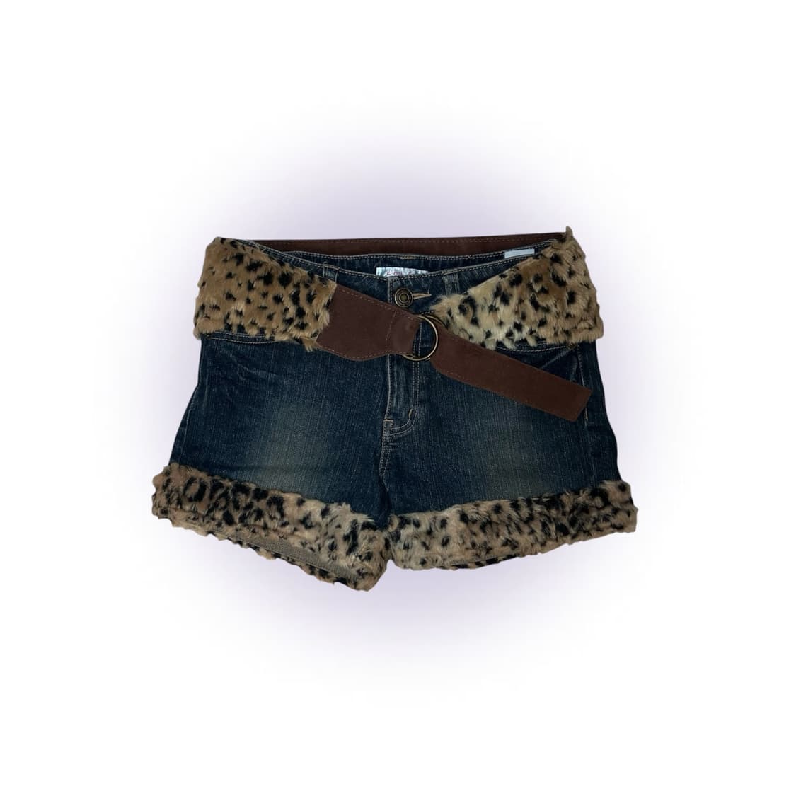 갸루 오네갸루 레오파드 퍼 트리밍 숏팬츠 & 벨트 set 상품이미지1