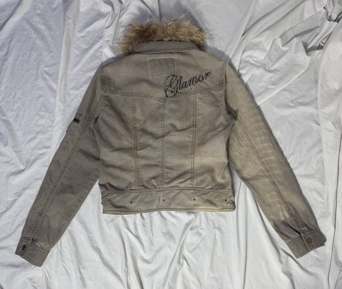 Clichy 머드 워싱 퍼 트리밍 트러커 자켓 y2k lgb goa  상품이미지6