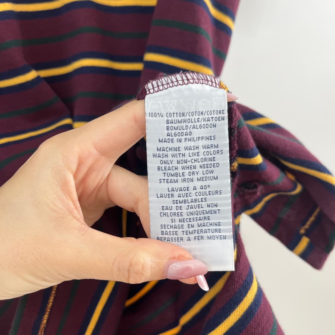 폴로 랄프로렌 카키 포니 버건디 스트라이프 반팔 카라티 상품이미지6