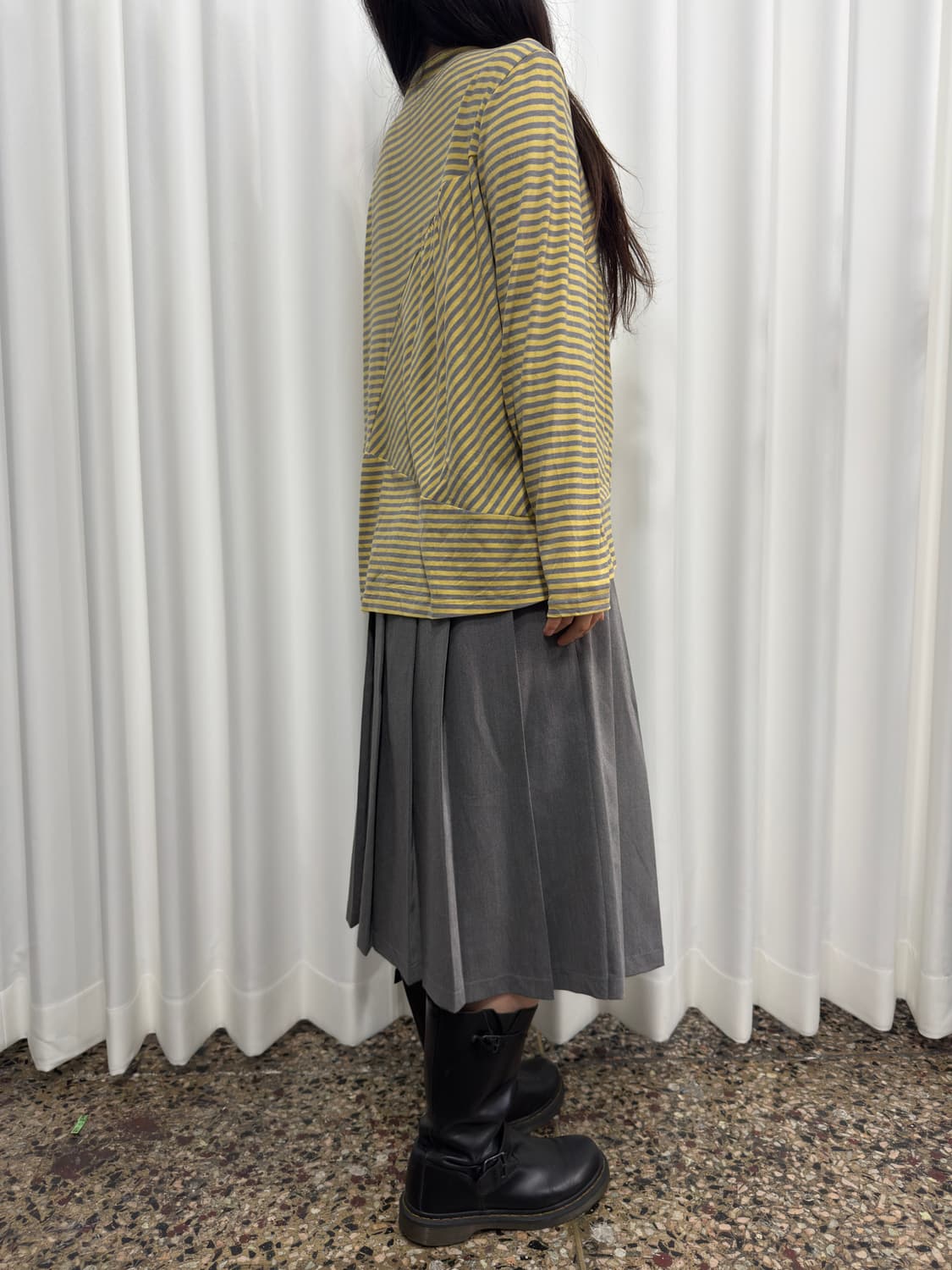 gray pleats midi skirt 상품이미지5