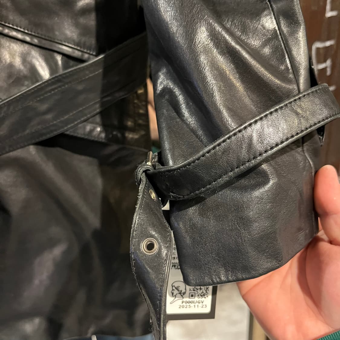 폴로랄프로렌 퍼플라벨 두산 00s 블랙 반광 양가죽 램스킨 어깨견장 상품이미지5