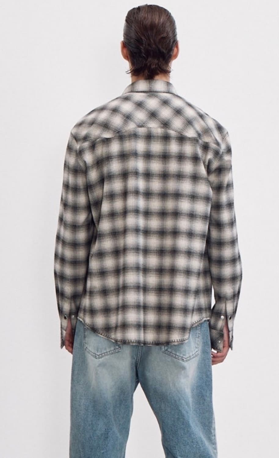 L사이즈 렉토(RECTO) 옴브레 체크 셔츠 상품이미지8