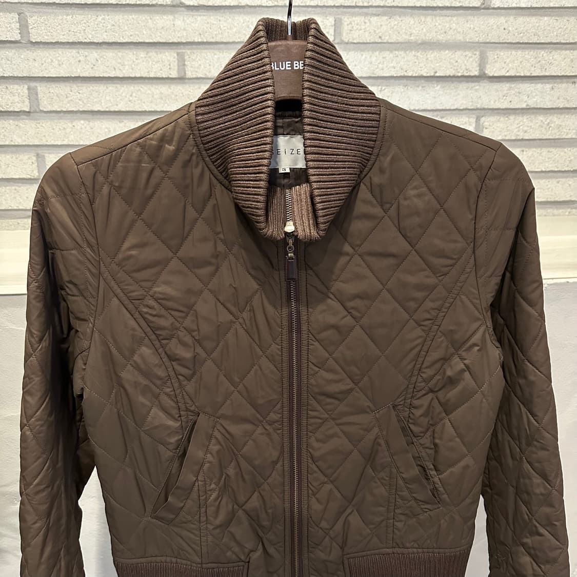 JPN VINTAGE 퀼팅 크롭 자켓 니트카라 하이넥 디테일 브라운 상품이미지3