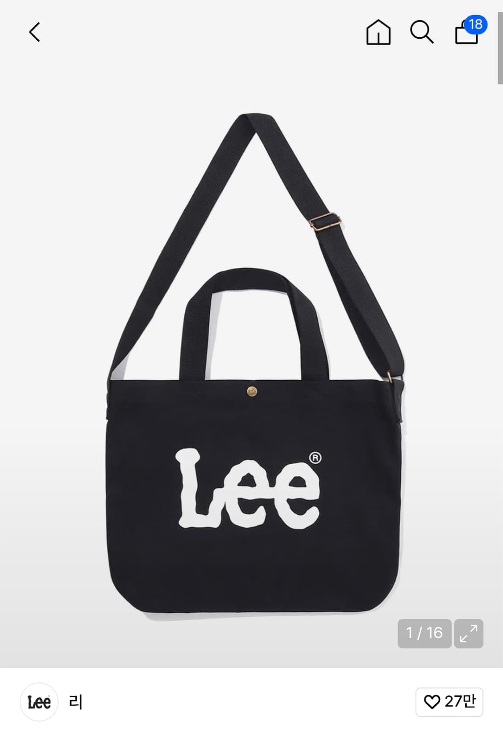 Lee 리 빅 트위치 로고 투웨이 에코백 블랙 상품이미지1