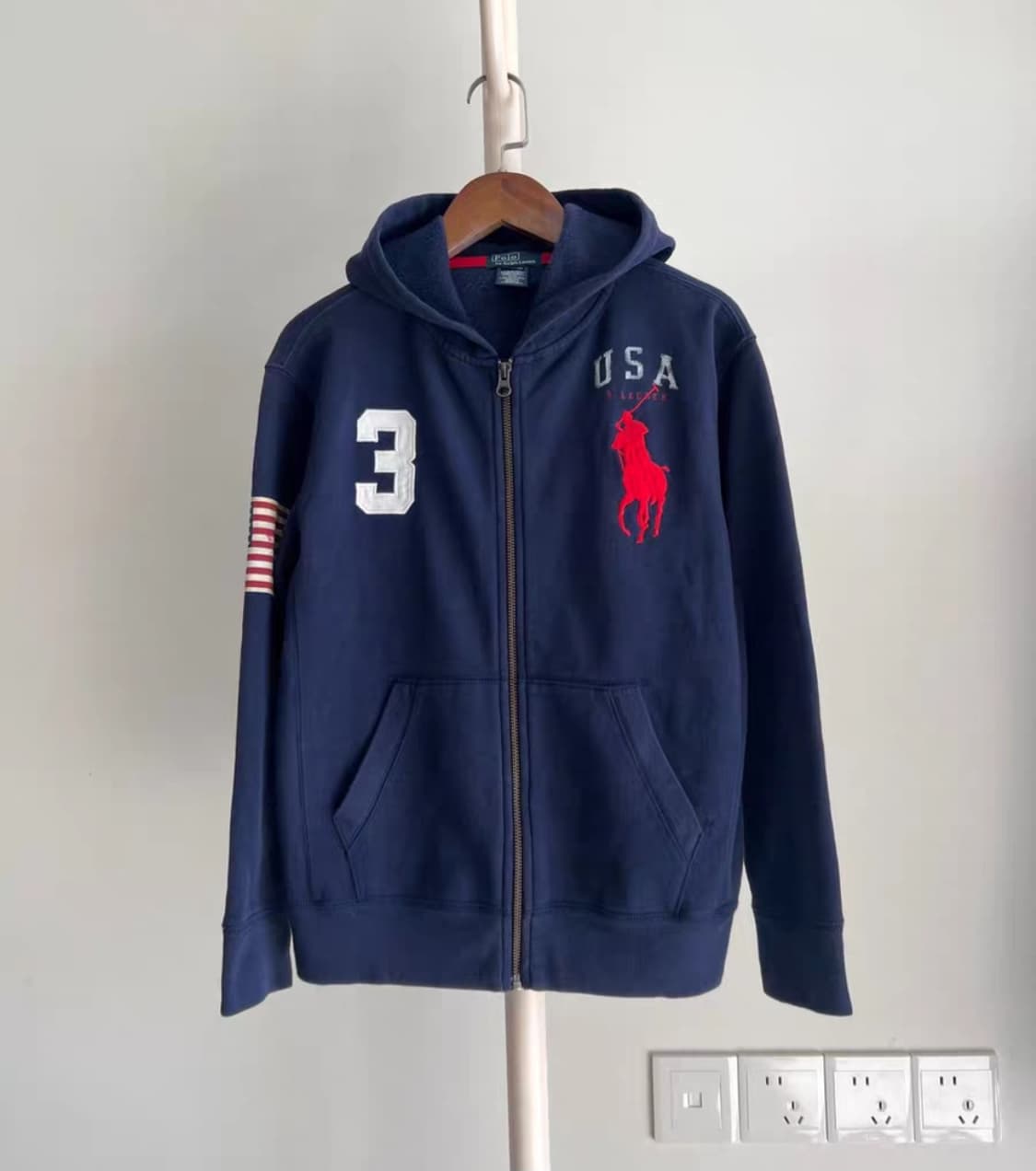 폴로 빅포니 성조기 후드집업(네이비) 상품이미지1