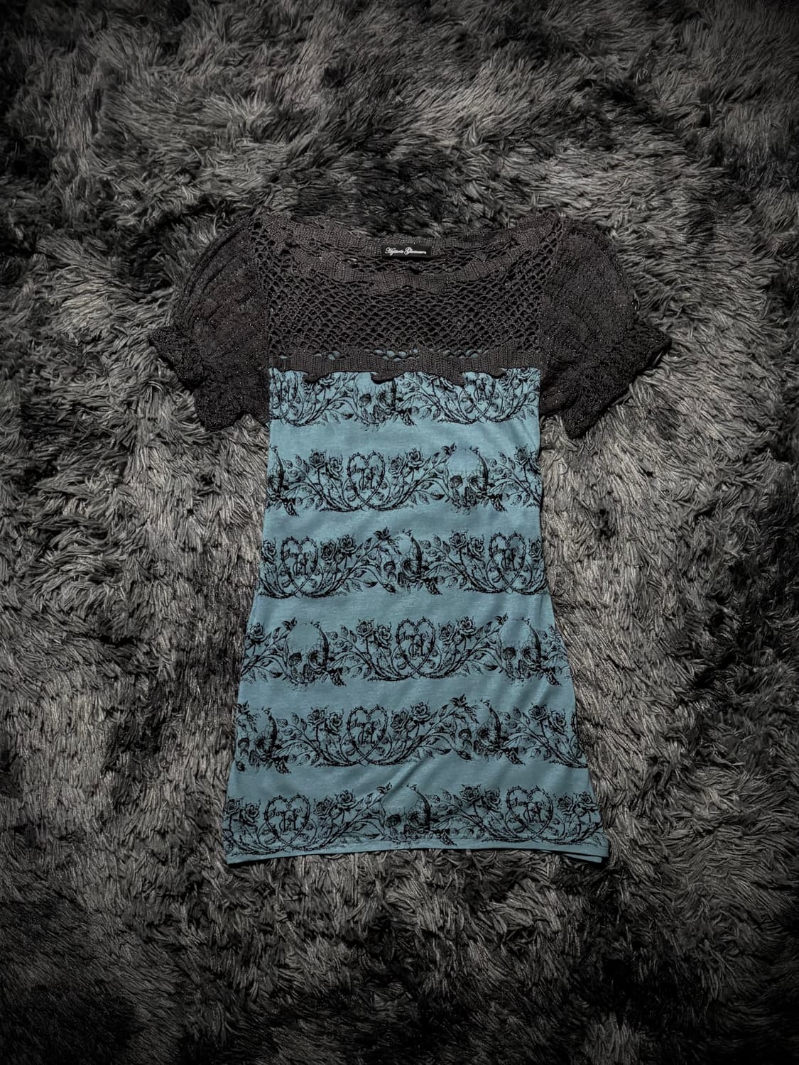 Hysteric Glamour 스컬 패턴 레이스 반팔 티셔츠 상품이미지1