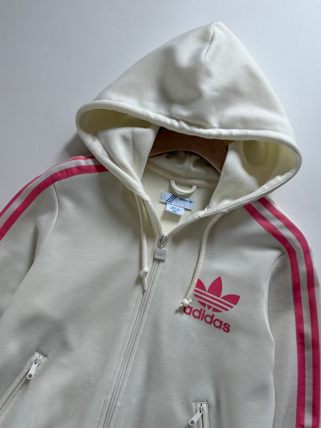 Adidas 아디다스 크림/베이비핑크 후드플락 트랙탑 상품이미지5