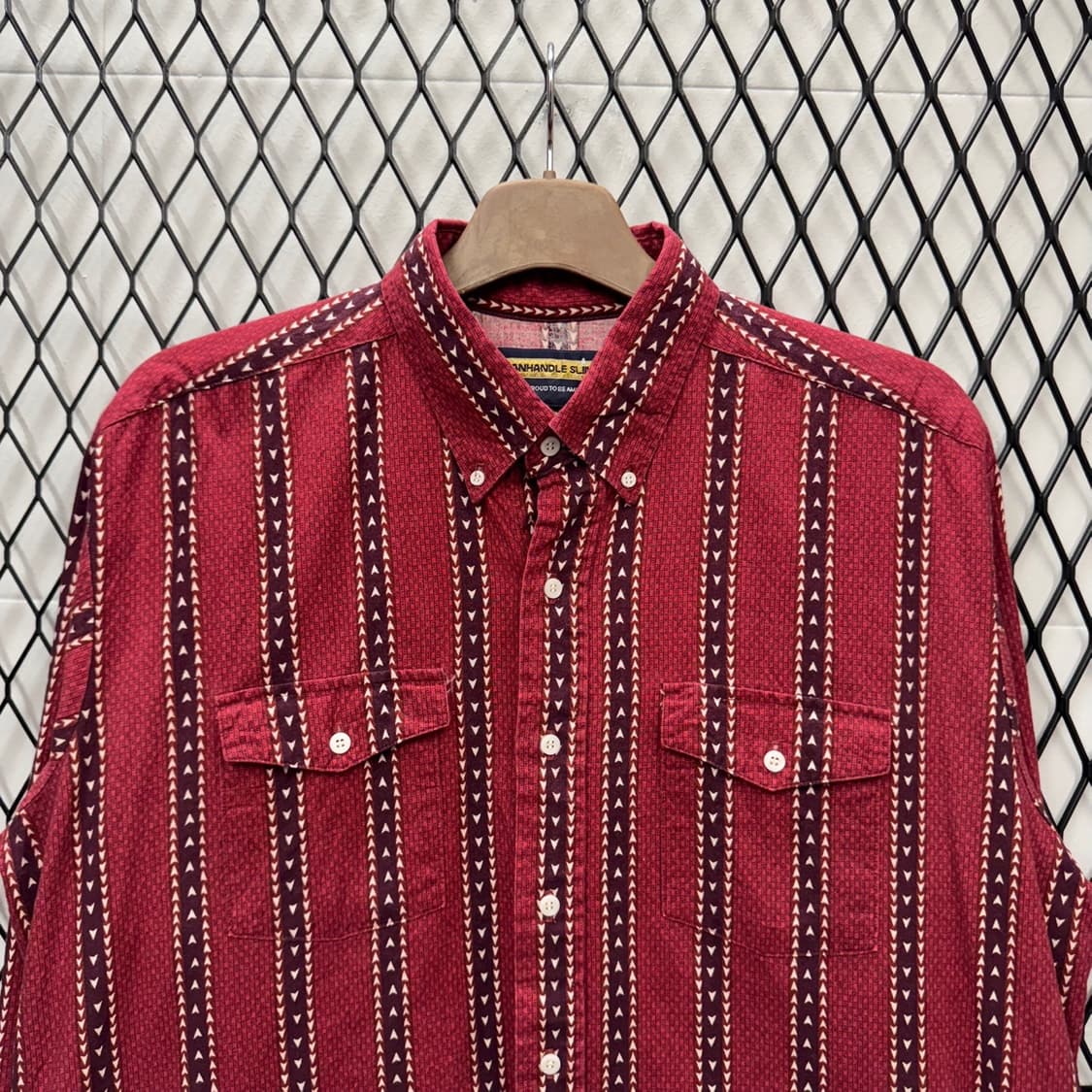 USA VTG 웨스턴 셔츠 스트라이프 패턴 투포켓 디테일 버건디 상품이미지3