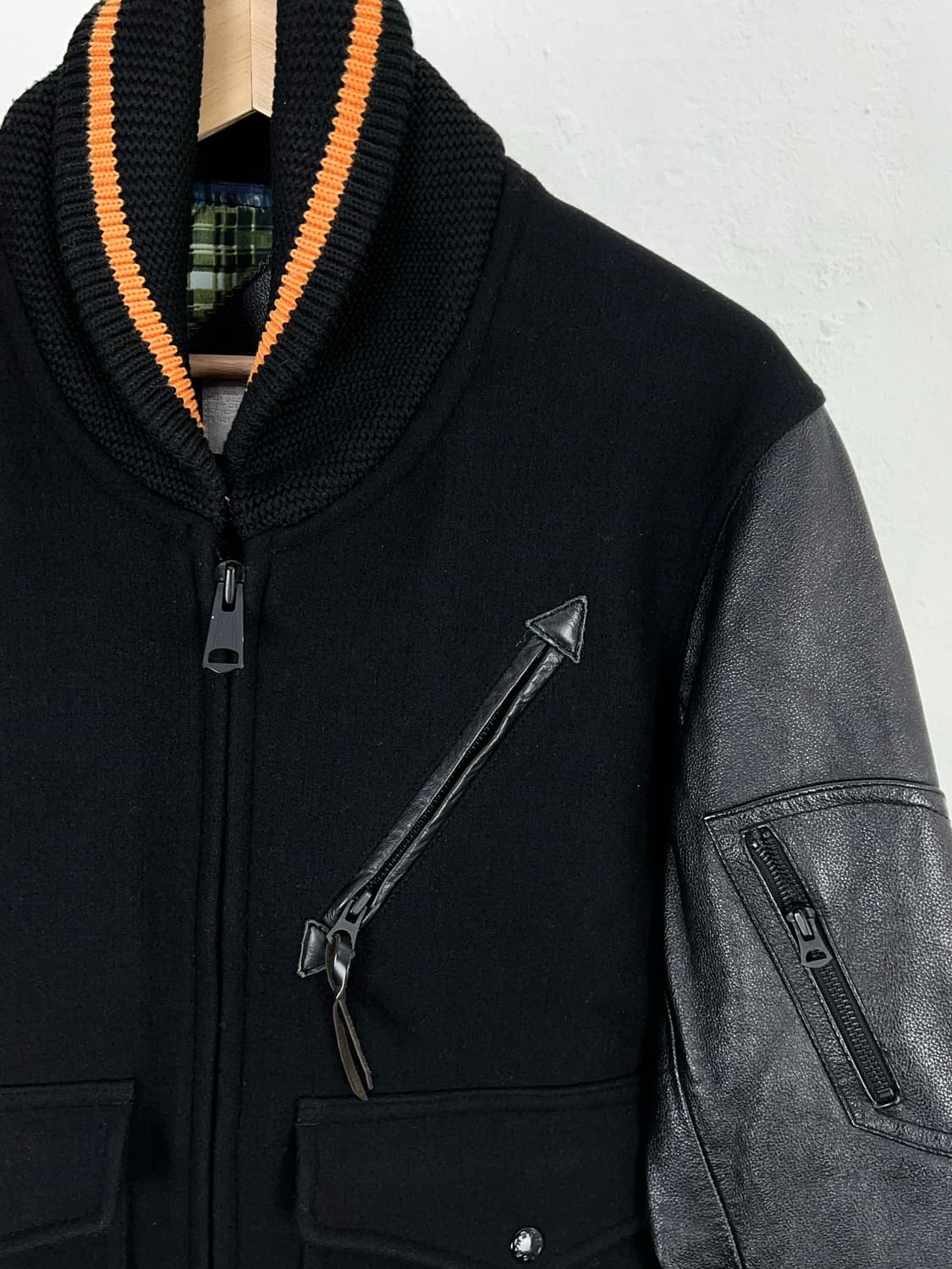 나나미카 12F/W 블랙 라이닝 패치워크 스타디움 자켓 상품이미지3