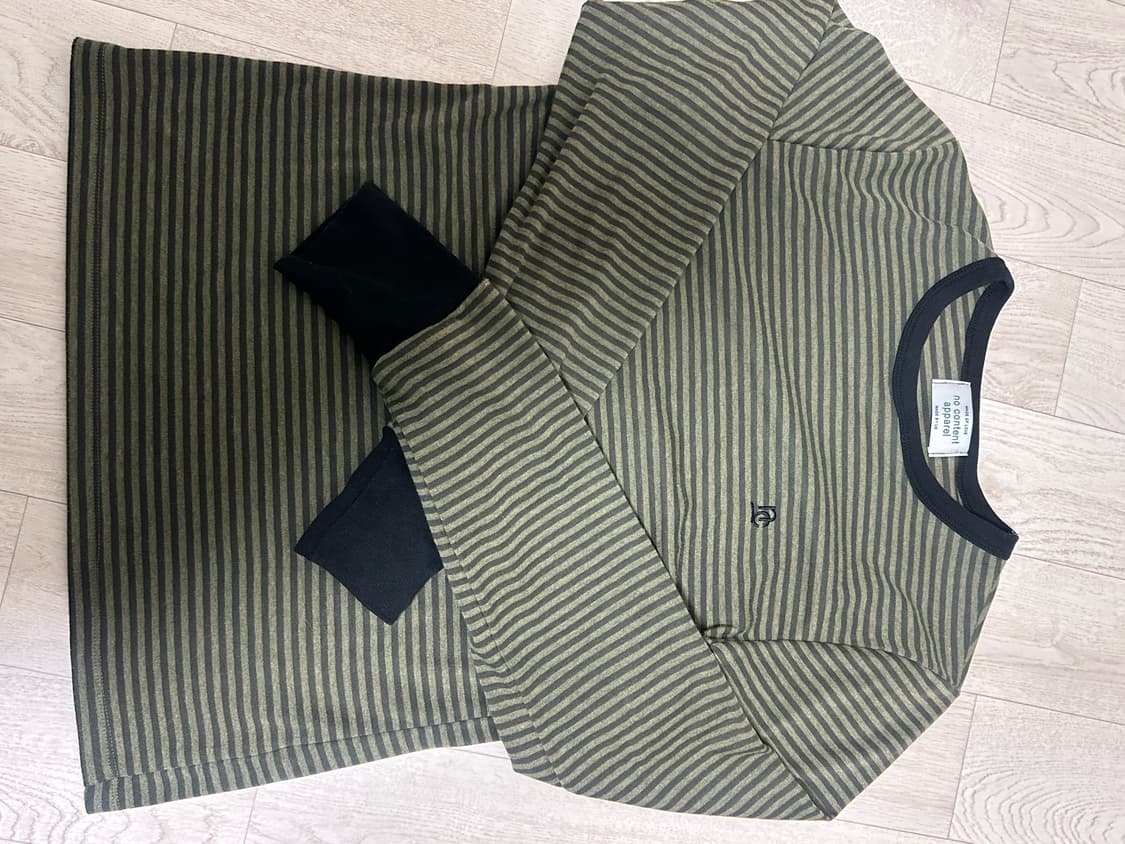 노컨텐츠 파인 스트라이프 티 카키  상품이미지3