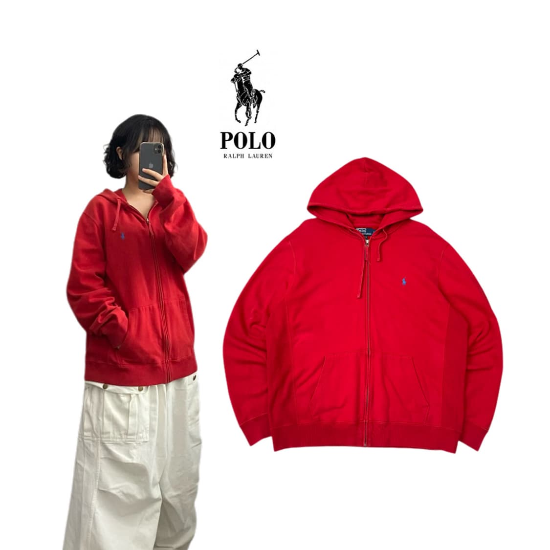 폴로 포니 후드집업 레드 상품이미지1
