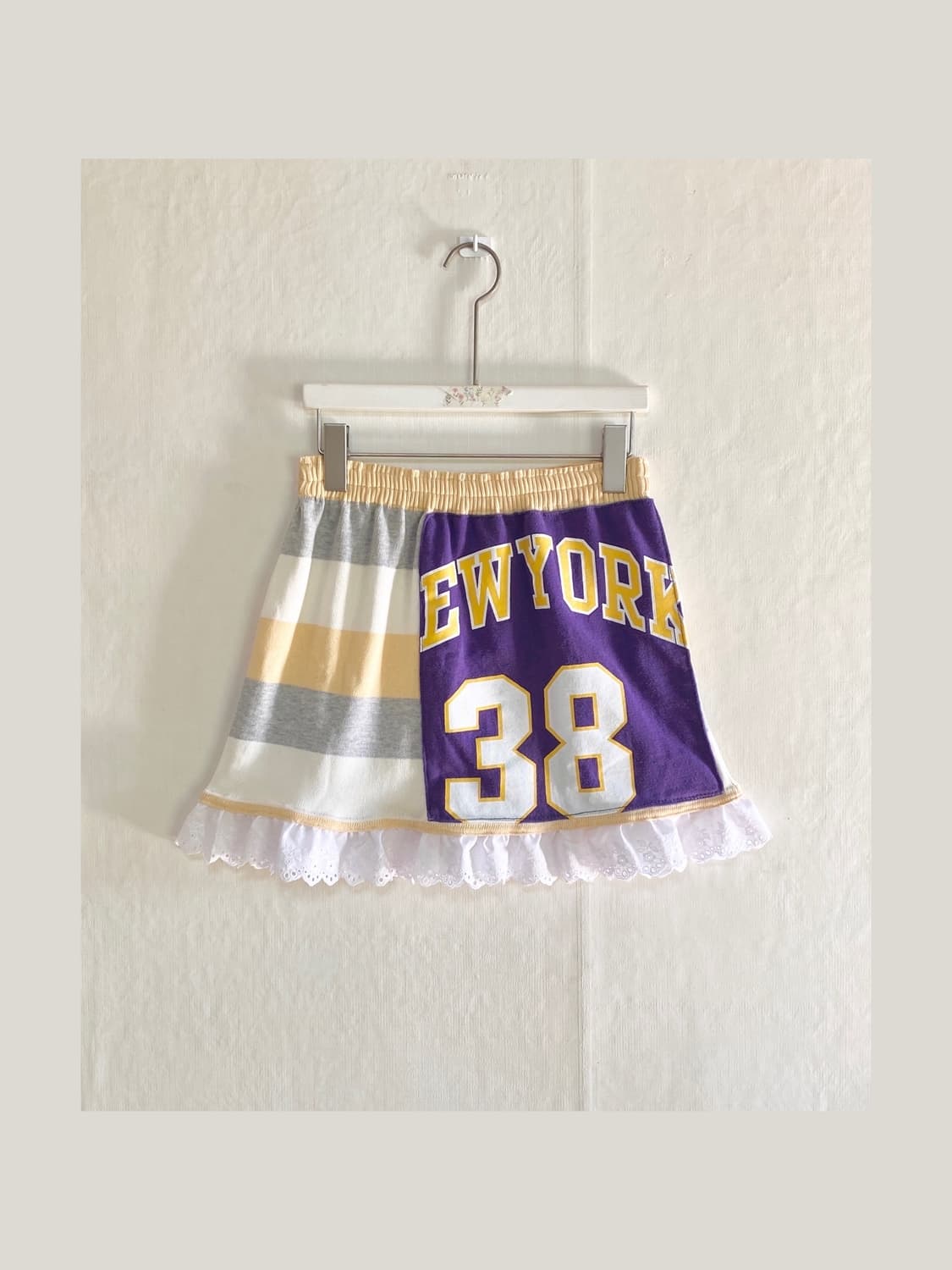 Purple College Patch Lace-Up Mini Skirt 상품이미지1