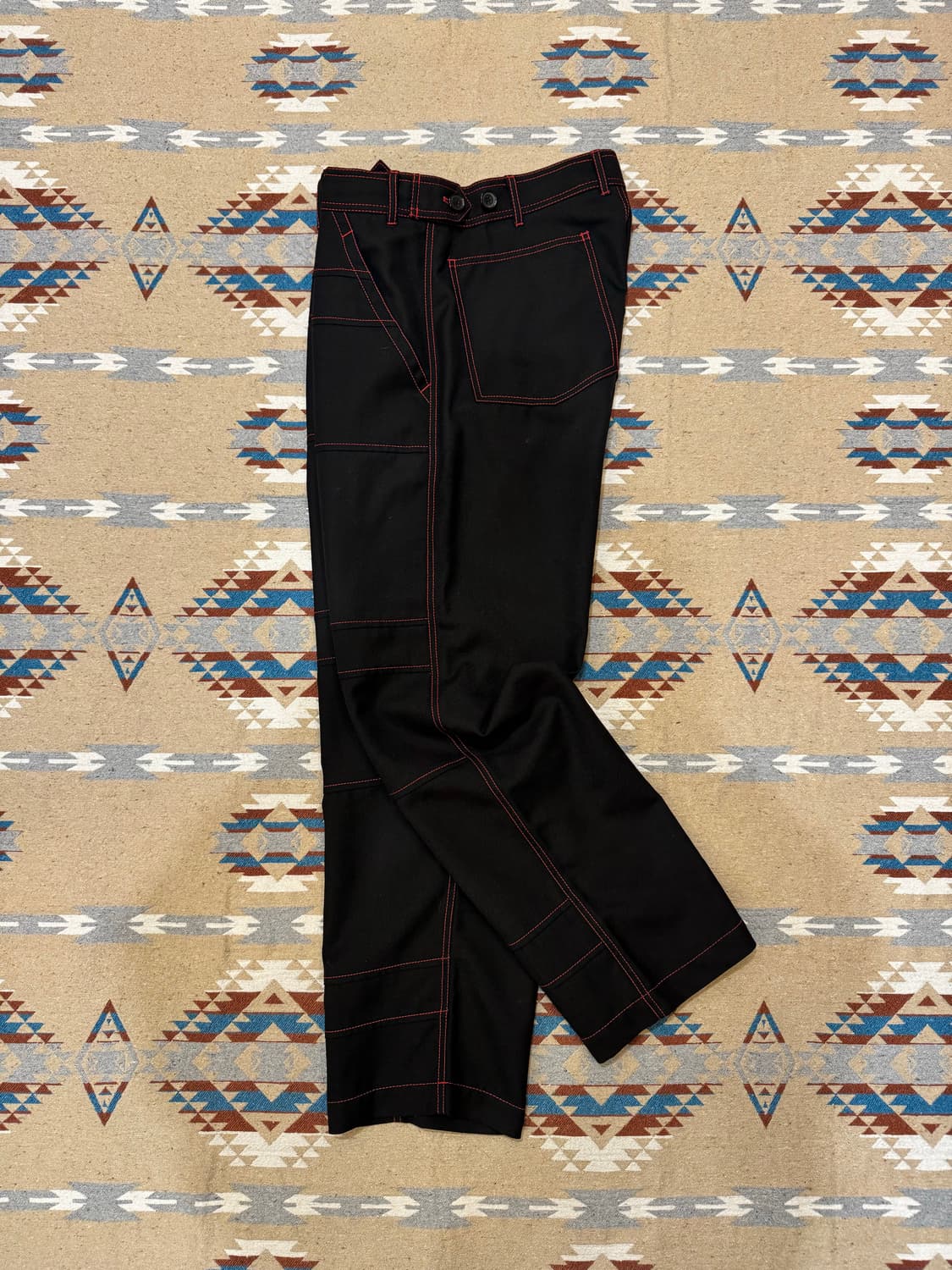 [S][32] 꼼데가르송 셔츠 레드 스티치 팬츠 블랙  상품이미지6