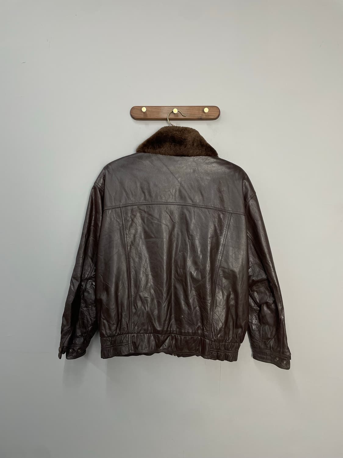 빈티지 카라 퍼 브라운 가죽 자켓 (털부착가능) H2052 상품이미지3