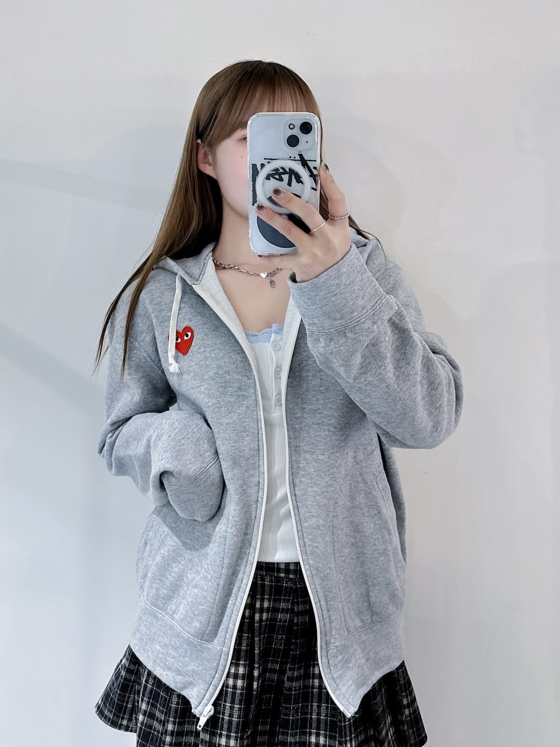 꼼데가르송 하트와펜 그레이 후드집업 상품이미지2