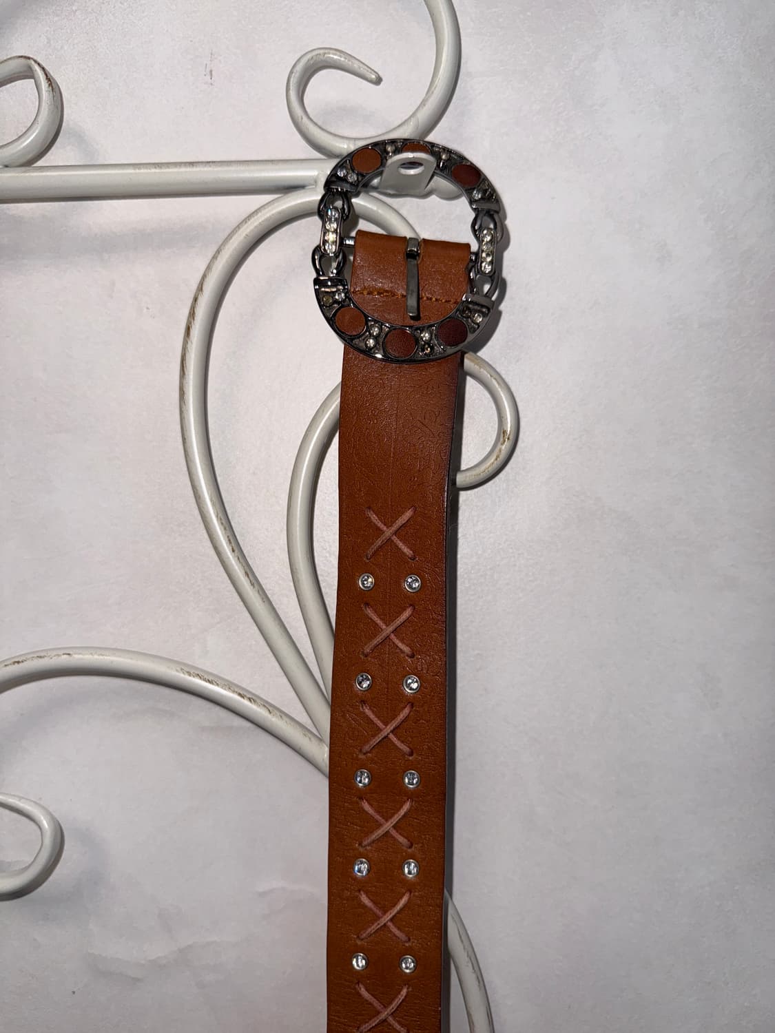 Brown western stitch cubic belt 상품이미지4